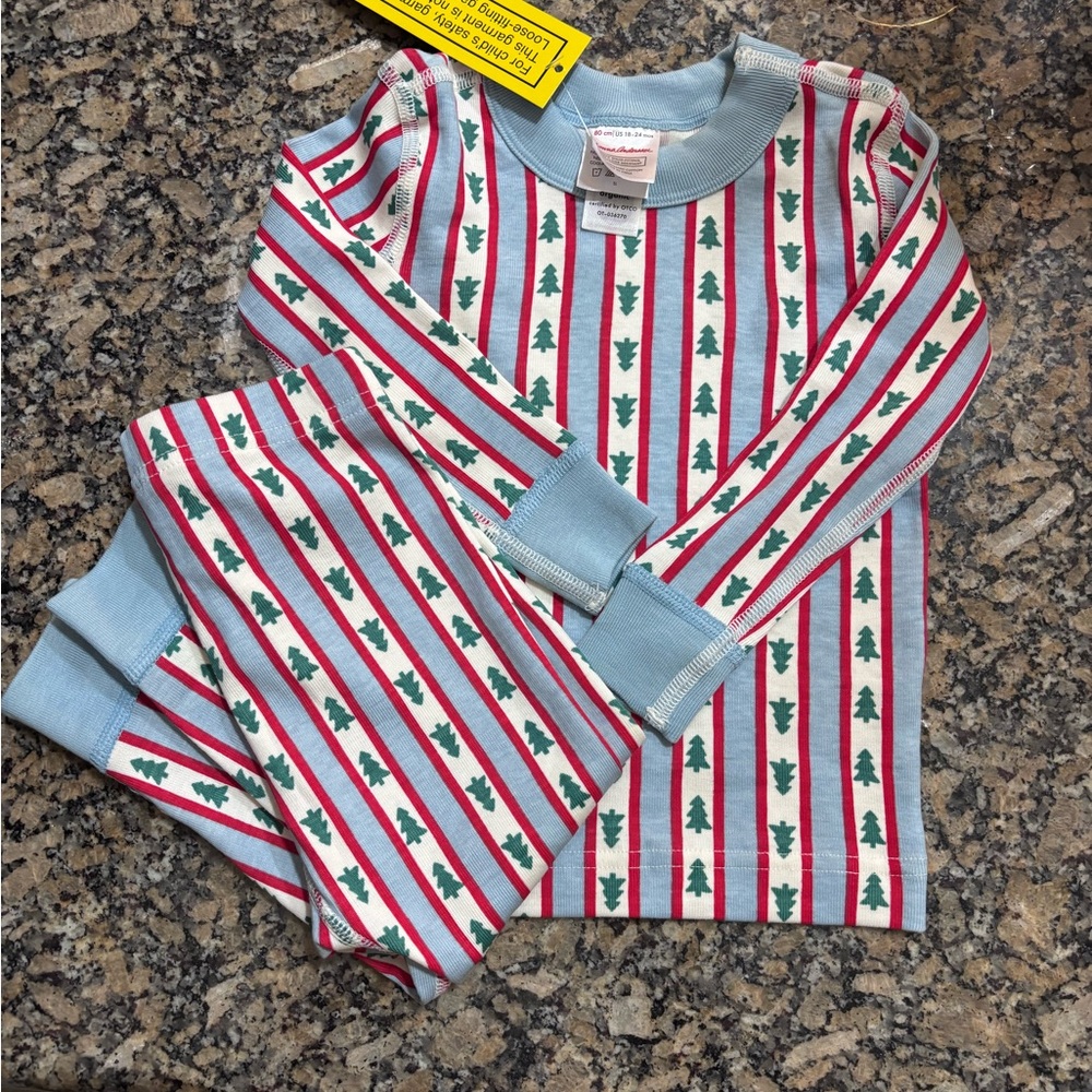 Hanna Andersson Red and Green Striped Pajama Set